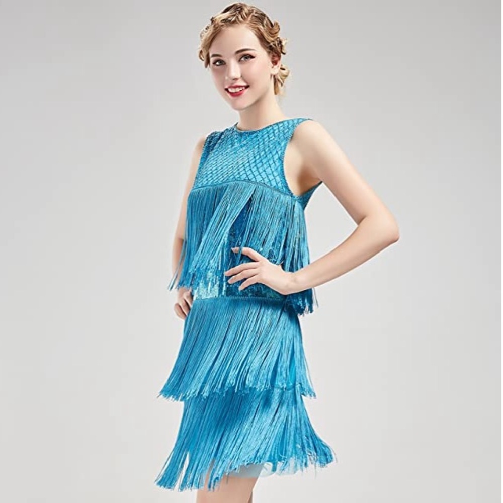 Gatsby/Vintage Long Fringe & Sequin Flapper Dress+